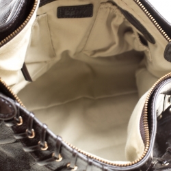 Pre Owned Dkny Dark Brown Leather Eyelet Detail Hobo