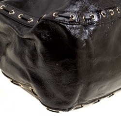 Pre Owned Dkny Dark Brown Leather Eyelet Detail Hobo