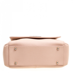 Pre Owned DKNY Dusty Pink Leather Flap Satchel