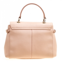 Pre Owned DKNY Dusty Pink Leather Flap Satchel