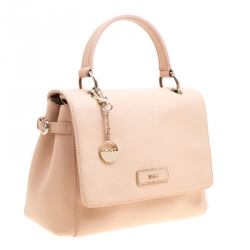Pre Owned DKNY Dusty Pink Leather Flap Satchel
