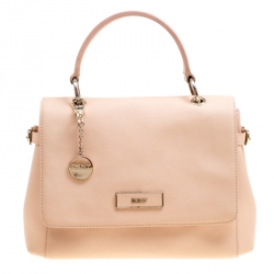 Pre Owned DKNY Dusty Pink Leather Flap Satchel