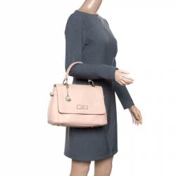 Pre Owned DKNY Dusty Pink Leather Flap Satchel