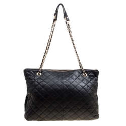 Pre Owned DKNY Black Quilted Soft Leather Shoulder Bag