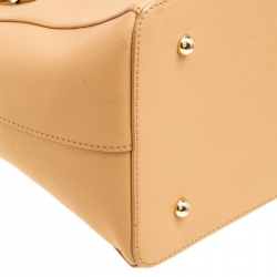 Pre Owned DKNY Caramel Leather Double Zip Tote