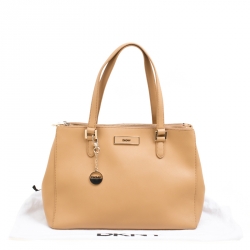 Pre Owned DKNY Caramel Leather Double Zip Tote
