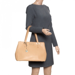 Pre Owned DKNY Caramel Leather Double Zip Tote