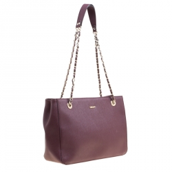 Pre Owned DKNY Burgundy Leather Bryant Park Tote