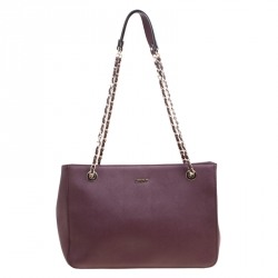 Pre Owned DKNY Burgundy Leather Bryant Park Tote