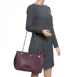 Pre Owned DKNY Burgundy Leather Bryant Park Tote