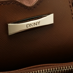 Pre Owned DKNY Beige/Brown Signature Canvas and Leather Tote