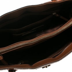 Pre Owned DKNY Beige/Brown Signature Canvas and Leather Tote