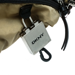 Pre Owned DKNY Brown Signature Canvas and Leather Shoulder Bag