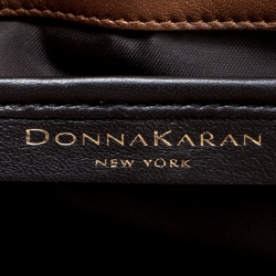Pre Owned DKNY Donna Karan Metallic Copper Leather Flap Shoulder Bag