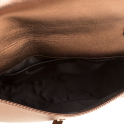 Pre Owned DKNY Donna Karan Metallic Copper Leather Flap Shoulder Bag