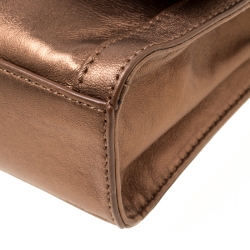Pre Owned DKNY Donna Karan Metallic Copper Leather Flap Shoulder Bag