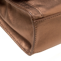 Pre Owned DKNY Donna Karan Metallic Copper Leather Flap Shoulder Bag