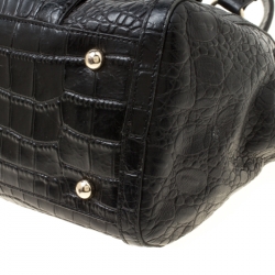 Pre Owned DKNY Black Crocodile Embossed Leather Satchel