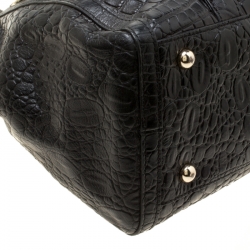 Pre Owned DKNY Black Crocodile Embossed Leather Satchel