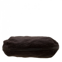 Pre Owned DKNY Brown Signature Fabric and Croc Embossed Leather Hobo