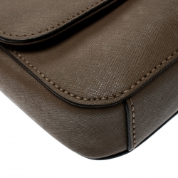 Pre Owned DKNY Taupe Saffiano Leather Bryant Park Crossbody Bag