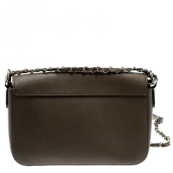 Pre Owned DKNY Taupe Saffiano Leather Bryant Park Crossbody Bag