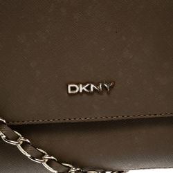 Pre Owned DKNY Taupe Saffiano Leather Bryant Park Crossbody Bag