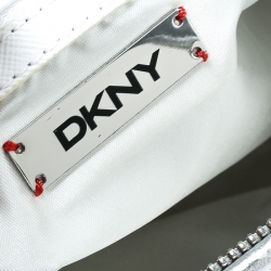 Pre Owned DKNY Silver Signature Leather Zip Tote