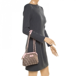 Pre Owned DKNY Beige/Pink Signature Canvas Crossbody Bag