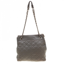 DKNY Beige Quilted Leather Chain Shoulder Bag