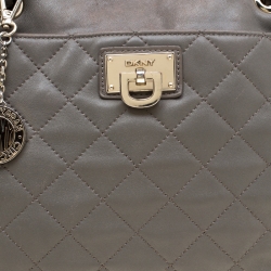 DKNY Beige Quilted Leather Chain Shoulder Bag