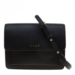 Pre Owned حقيبة كروس دي كي أن واي ميني بريانت بارك جلد سافيانو سوداء