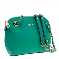 Pre Owned DKNY Green Saffiano Leather Shoulder Bag