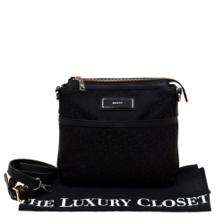 Pre Owned DKNY Black Signature Canvas Crossbody Bag