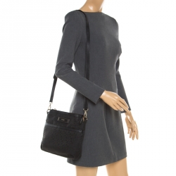 Pre Owned DKNY Black Signature Canvas Crossbody Bag