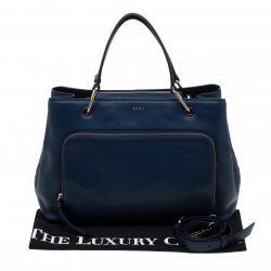 Pre Owned DKNY Blue Bryant Park Leather Scarlet Tote