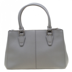 Pre Owned DKNY Grey Bryant Park Saffiano Leather Double Zip Tote