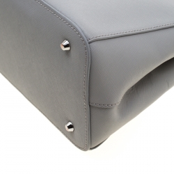 Pre Owned DKNY Grey Bryant Park Saffiano Leather Double Zip Tote