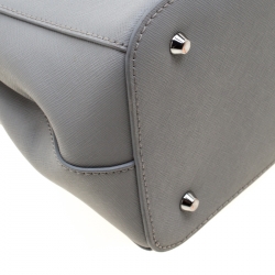 Pre Owned DKNY Grey Bryant Park Saffiano Leather Double Zip Tote