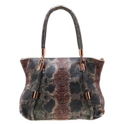 Pre Owned DKNY Multicolor Python Embossed Leather Top Handle Bag