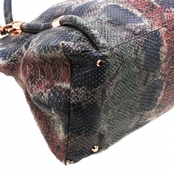 Pre Owned DKNY Multicolor Python Embossed Leather Top Handle Bag