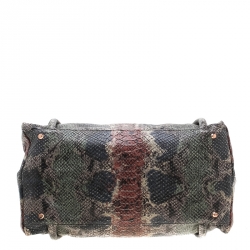 Pre Owned DKNY Multicolor Python Embossed Leather Top Handle Bag