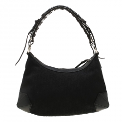 Pre Owned DKNY Black Signature Canvas and Leather Shoulder Bag