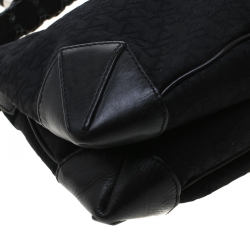 Pre Owned DKNY Black Signature Canvas and Leather Shoulder Bag