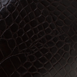 Pre Owned DKNY Dark Brown Crocodile Embossed Leather Bowler Bag