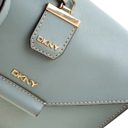 Pre Owned DKNY Ash Blue Leather Envelope Style Crossbody Bag