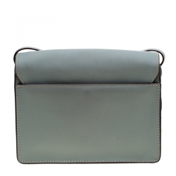 Pre Owned DKNY Ash Blue Leather Envelope Style Crossbody Bag