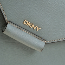 Pre Owned DKNY Ash Blue Leather Envelope Style Crossbody Bag