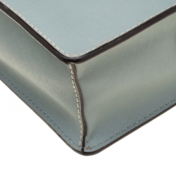 Pre Owned DKNY Ash Blue Leather Envelope Style Crossbody Bag