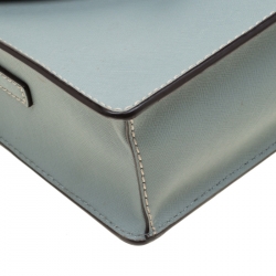 Pre Owned DKNY Ash Blue Leather Envelope Style Crossbody Bag